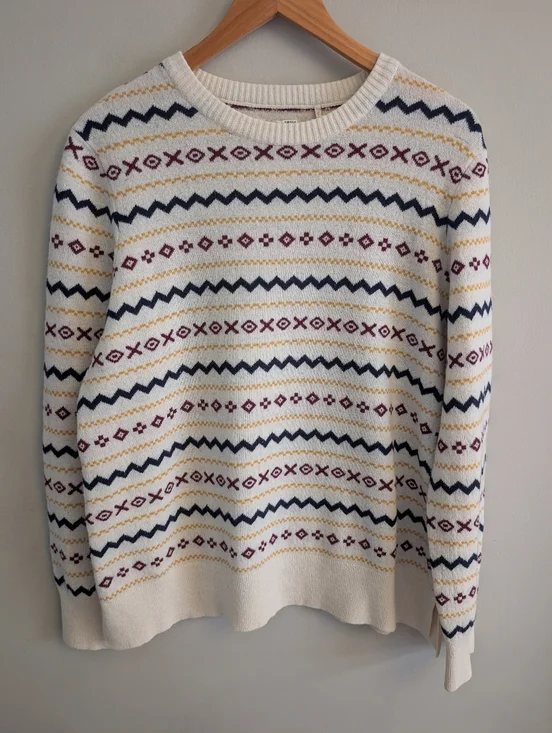 Barbour Alder White Print Wool Pullover Sweater Size 12 - Picture 5 of 10